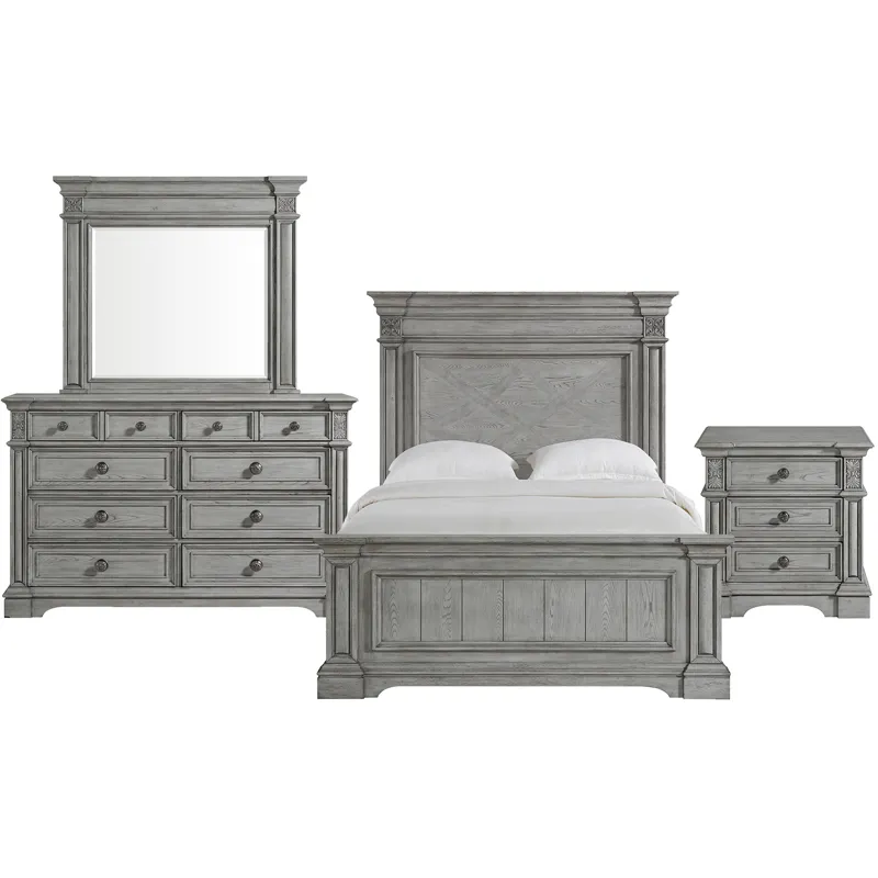 Glenmore Aged Grey 4PC Set w/Queen Bed & NS