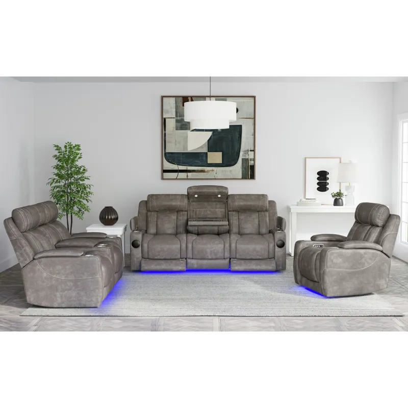 Phantom P3 Recliner with LED in Leather Gel Grey