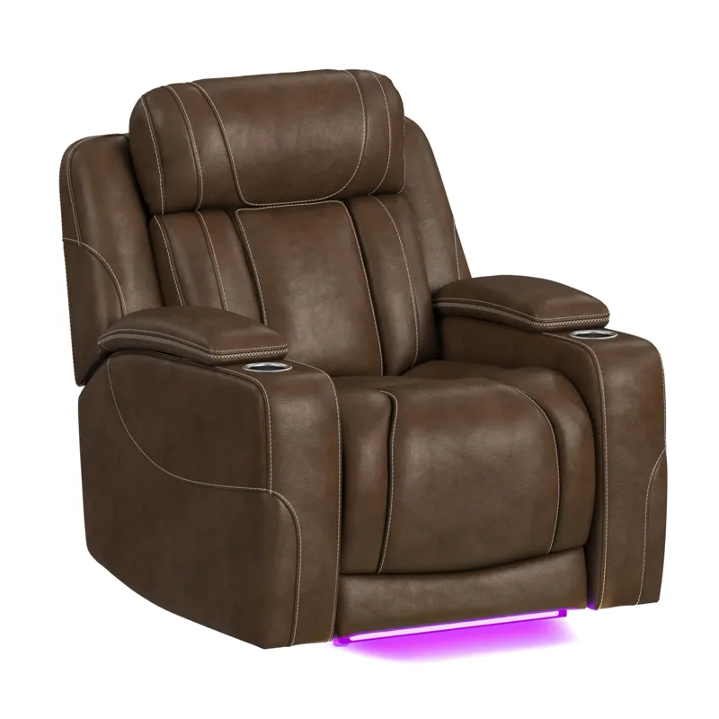 Phantom P3 Recliner with 7 color LED in Leather Gel Umber