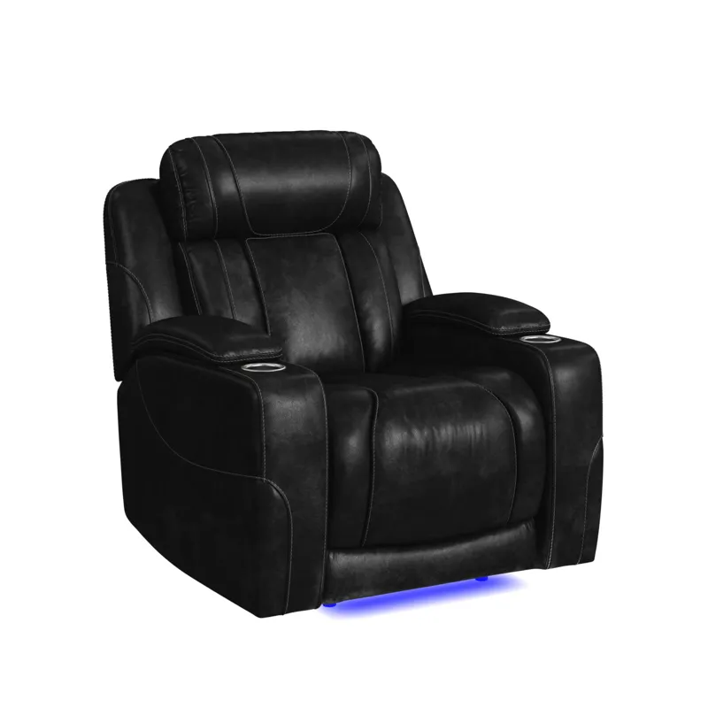 Phantom P3 Recliner with LED in Leather Gel Black