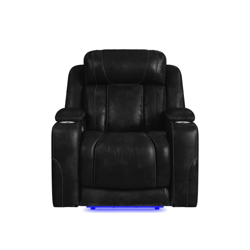 Phantom P3 Recliner with LED in Leather Gel Black