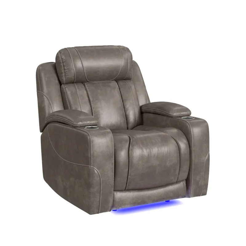 Phantom P3 Recliner with LED in Leather Gel Grey
