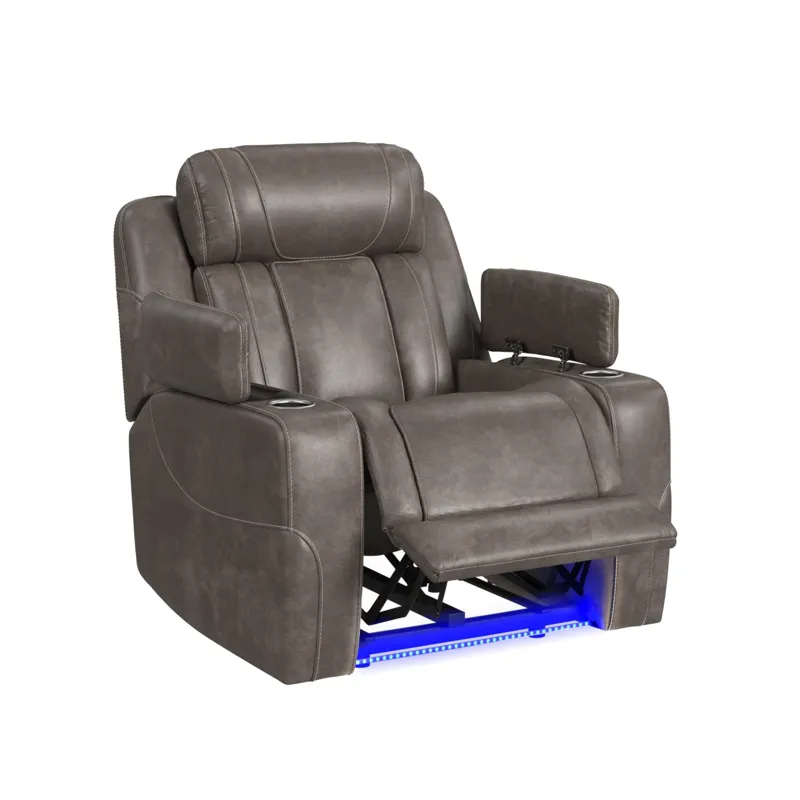 Phantom P3 Recliner with LED in Leather Gel Grey
