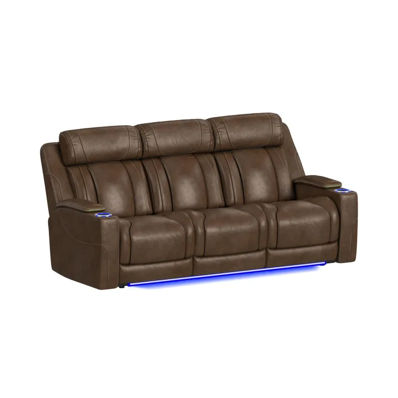 Phantom P3 Sofa with 3.0 Table, reading light, heat, massage, 7 color LED and speaker in Leather Gel