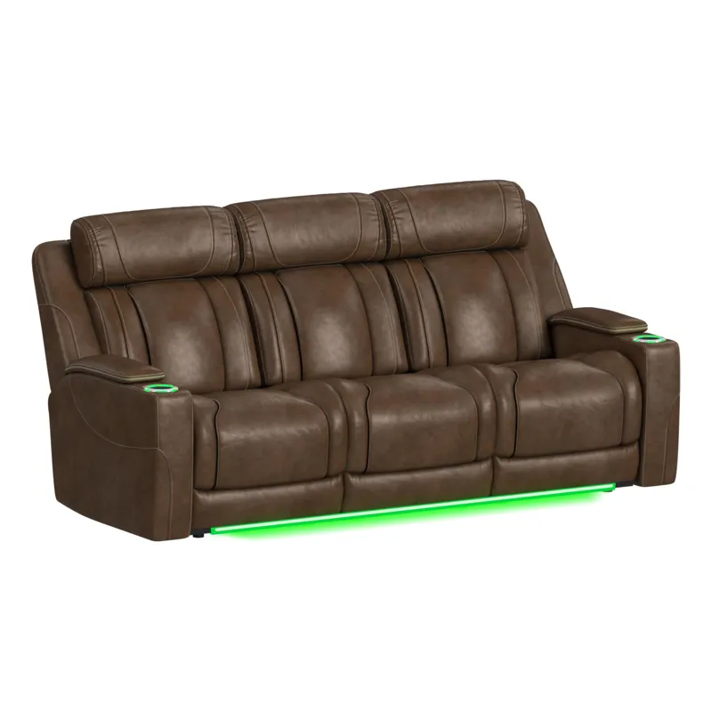 Phantom P3 Sofa with 3.0 Table, reading light, heat, massage, 7 color LED and speaker in Leather Gel
