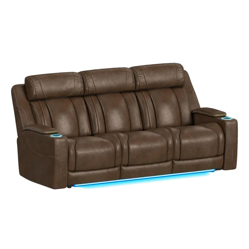 Phantom P3 Sofa with 3.0 Table, reading light, heat, massage, 7 color LED and speaker in Leather Gel
