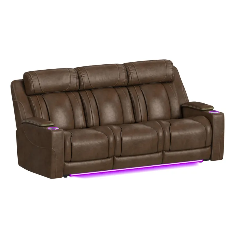 Phantom P3 Sofa with 3.0 Table, reading light, heat, massage, 7 color LED and speaker in Leather Gel