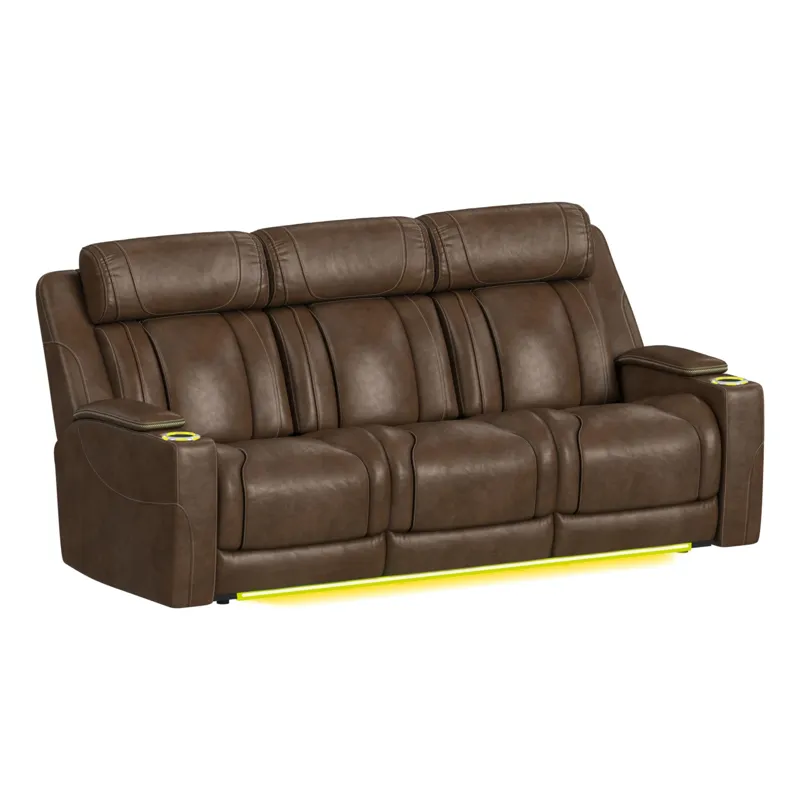 Phantom P3 Sofa with 3.0 Table, reading light, heat, massage, 7 color LED and speaker in Leather Gel