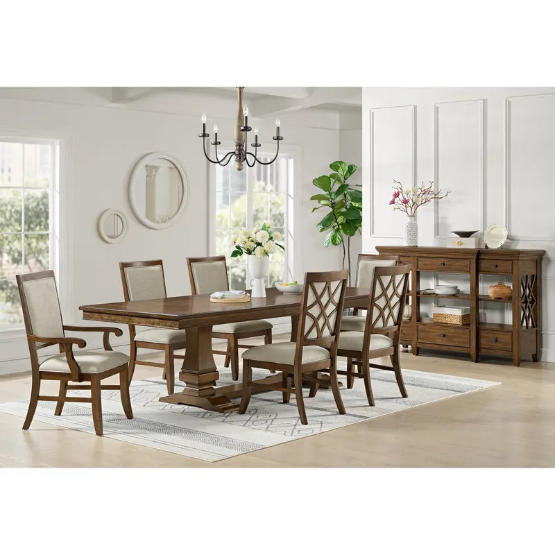 Phillipe Dining Arm Chair with Grey Fabric in Cherry (2 Per Carton)