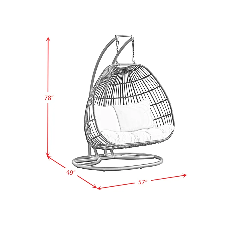 Playa Double Swing Egg Chair Complete - Dark Grey and Olefin Beige