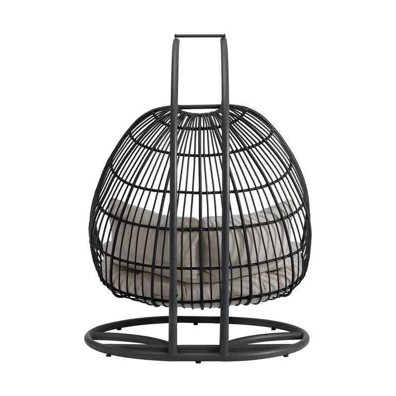 Playa Double Swing Egg Chair Complete - Dark Grey and Olefin Beige