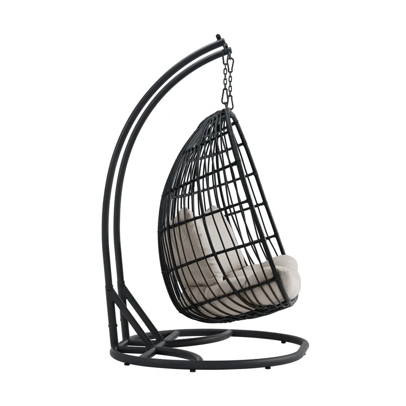 Playa Double Swing Egg Chair Complete - Dark Grey and Olefin Beige