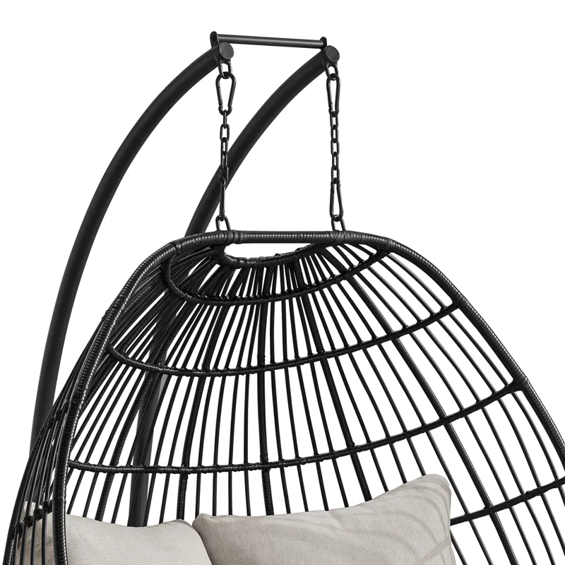 Playa Double Swing Egg Chair Complete - Dark Grey and Olefin Beige