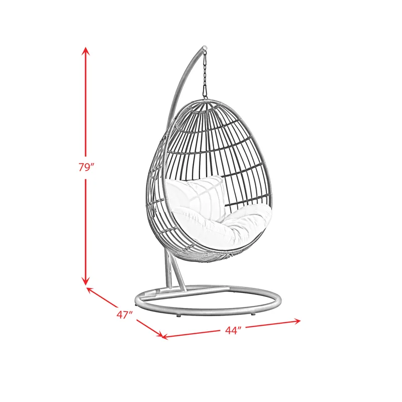 Playa Swing Egg Chair with Base and Pillar - Dark Grey and Olefin Beige