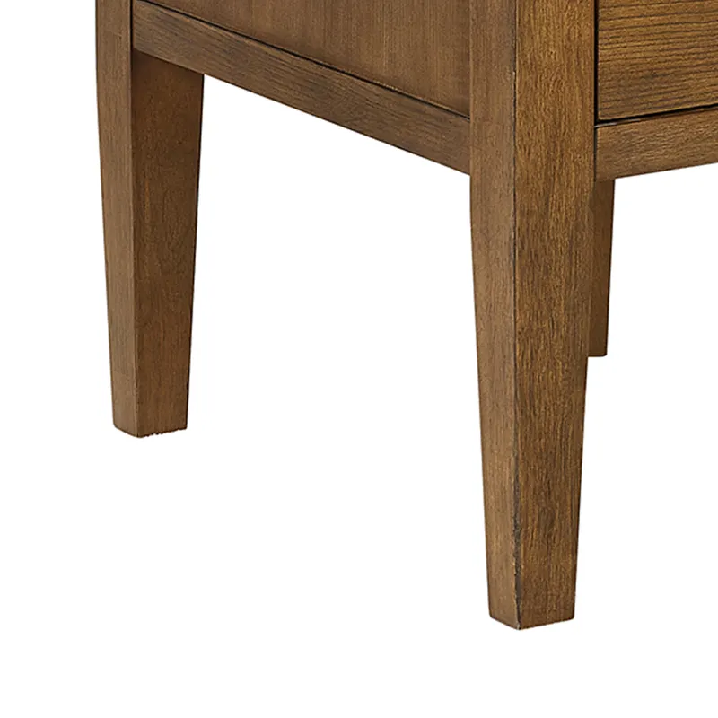 Portico Half Pedestal Desk with Power/USB in Brown Oak