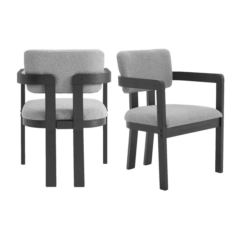 Portland Arm Chair with Grey Fabric (PGY1113-4) in Black (2 Per Carton)