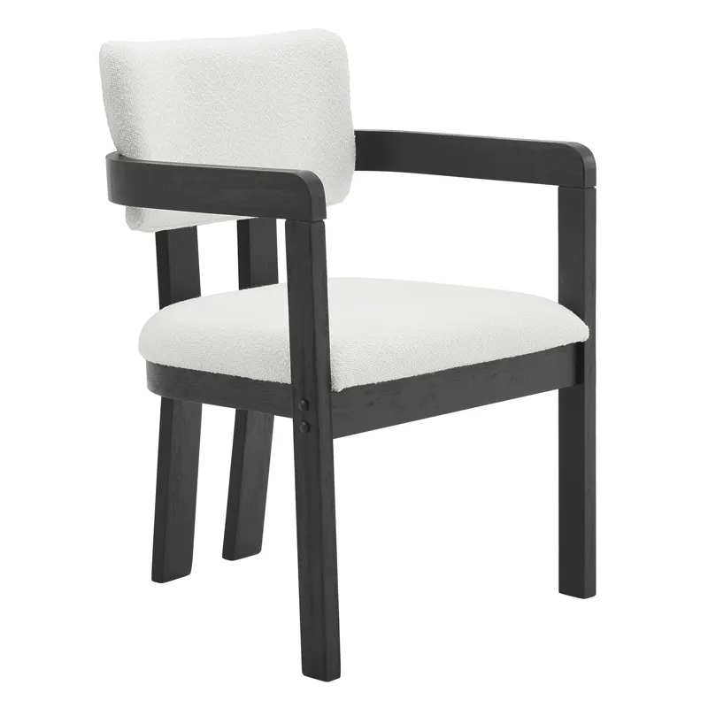 Portland Arm Chair with Snow White Fabric in Black (2 Per Carton)