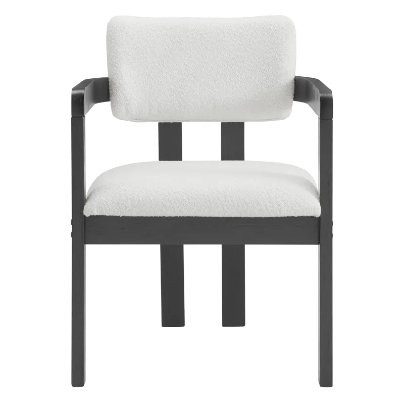 Portland Arm Chair with Snow White Fabric in Black (2 Per Carton)