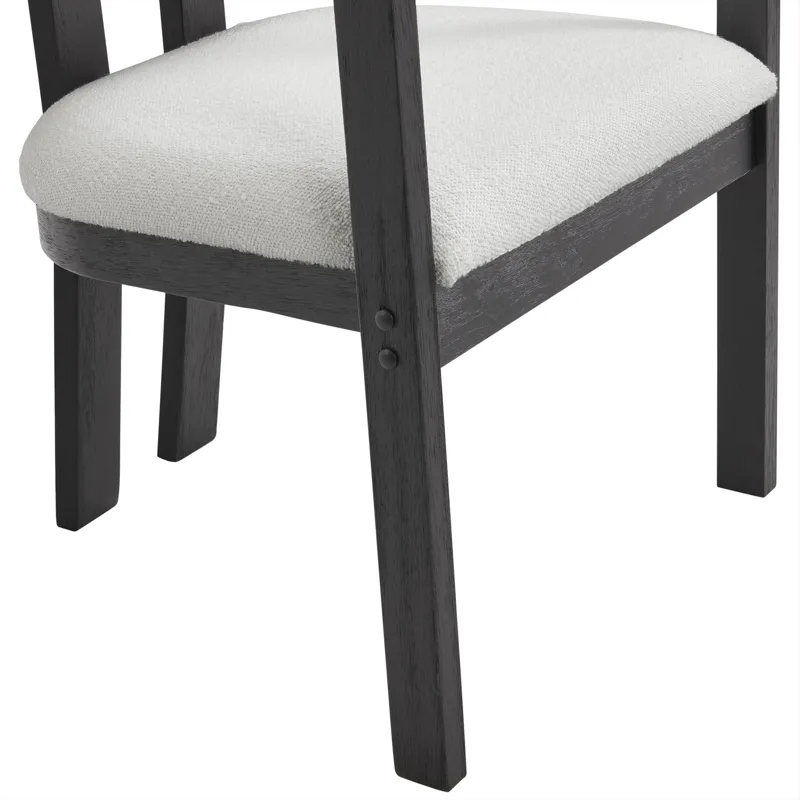 Portland Arm Chair with Snow White Fabric in Black (2 Per Carton)