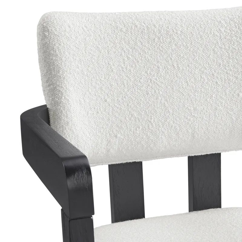Portland Arm Chair with Snow White Fabric in Black (2 Per Carton)