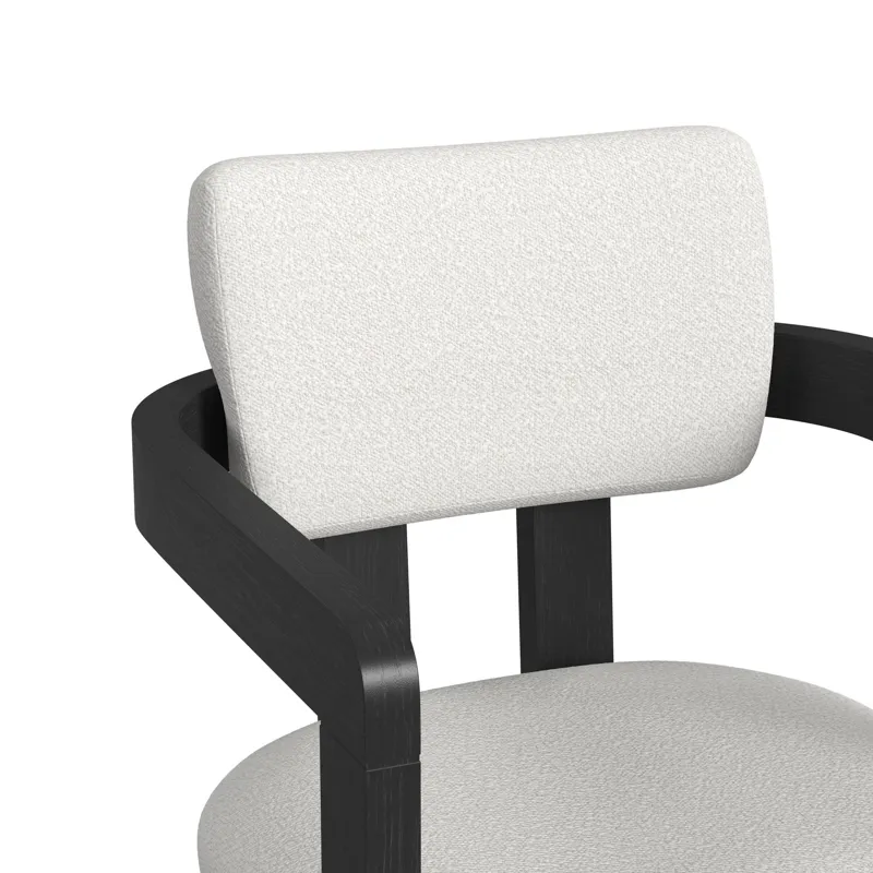 Portland Arm Counter Stool with White Fabric in Black