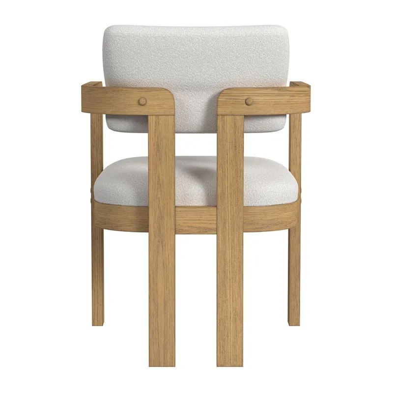 Portland Arm Chair with Snow White Fabric in Natural