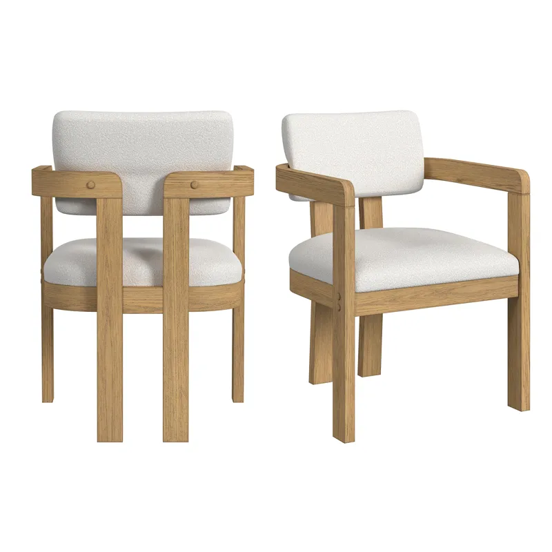Portland Arm Chair with Snow White Fabric in Natural