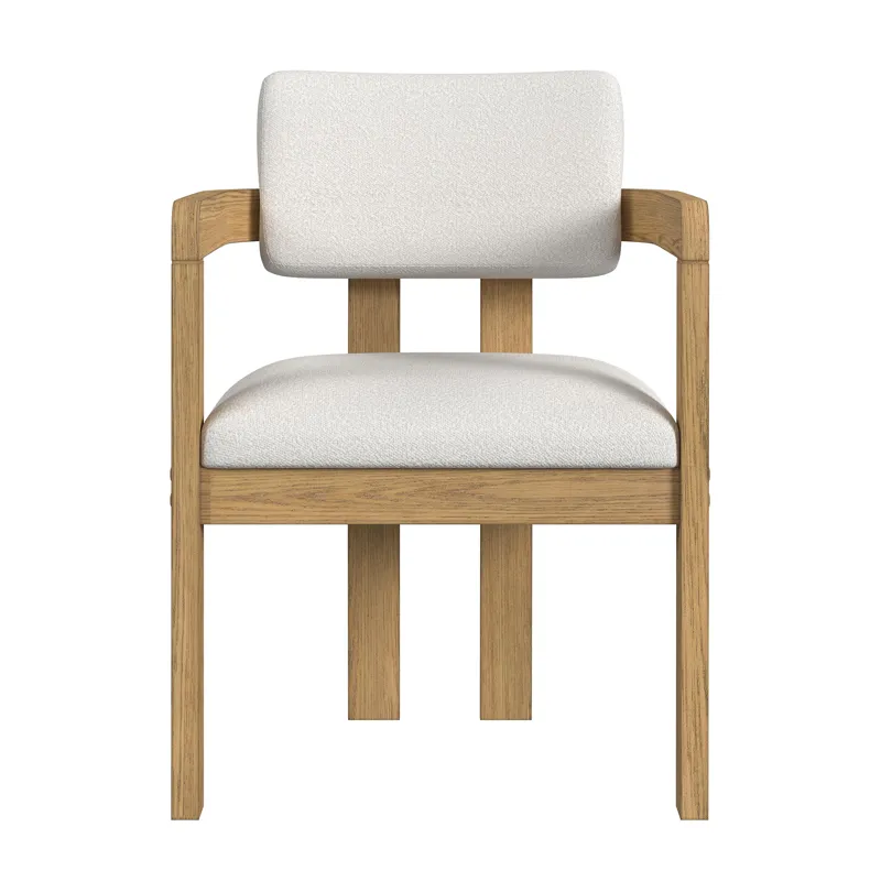 Portland Arm Chair with Snow White Fabric in Natural