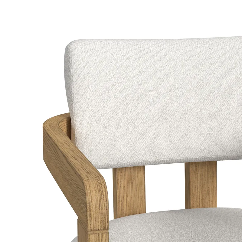 Portland Arm Chair with Snow White Fabric in Natural