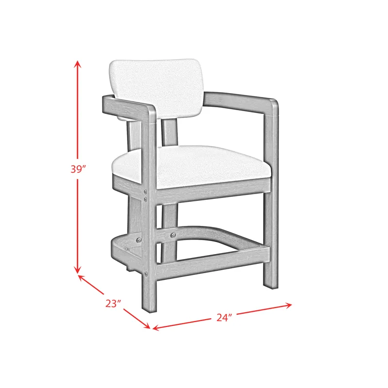 Portland Arm Counter Stool with White Fabric in Black