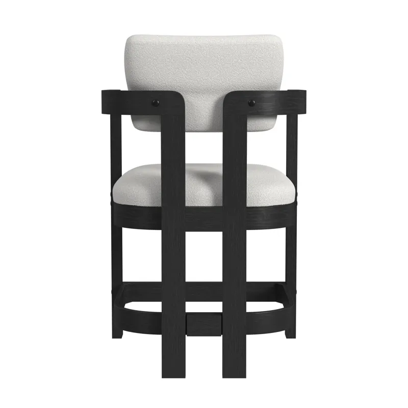 Portland Arm Counter Stool with White Fabric in Black