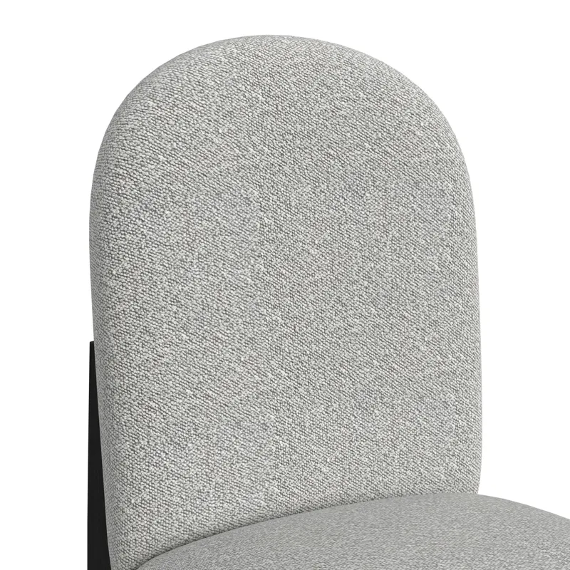 Portland Round Back Counter Stool with Grey Fabric in Black