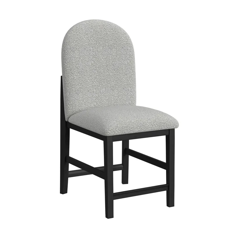 Portland Round Back Counter Stool with Grey Fabric in Black