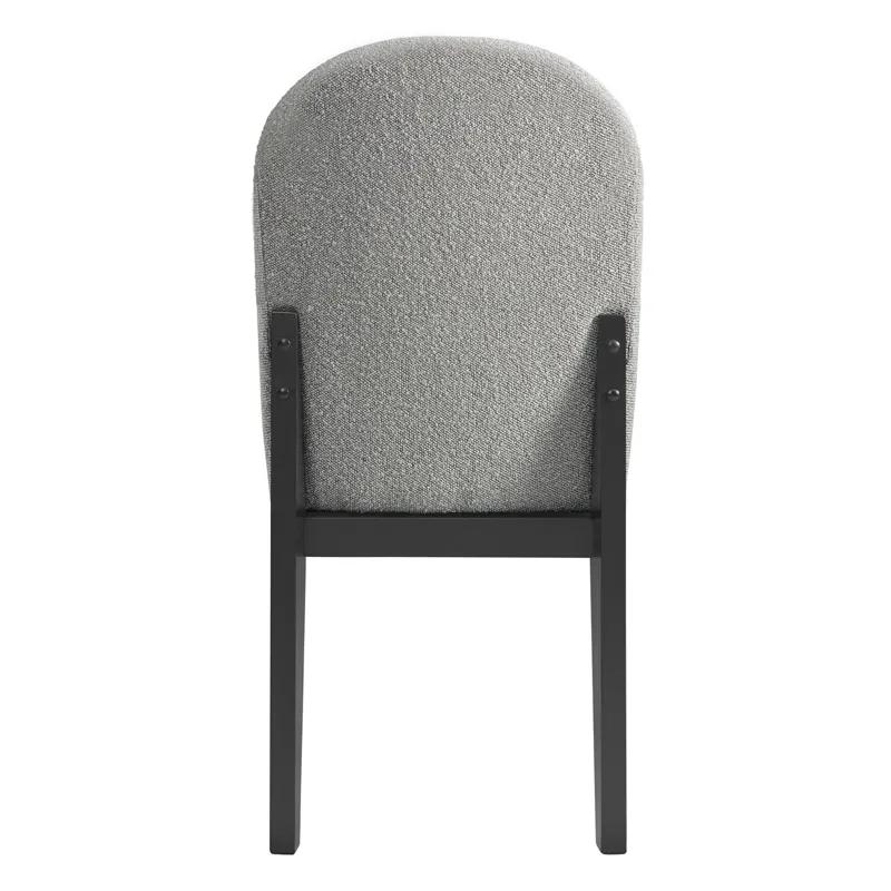 Portland Round Back Side Chair with Grey Fabric (PGY1113-4) in Black (2 Per Carton)