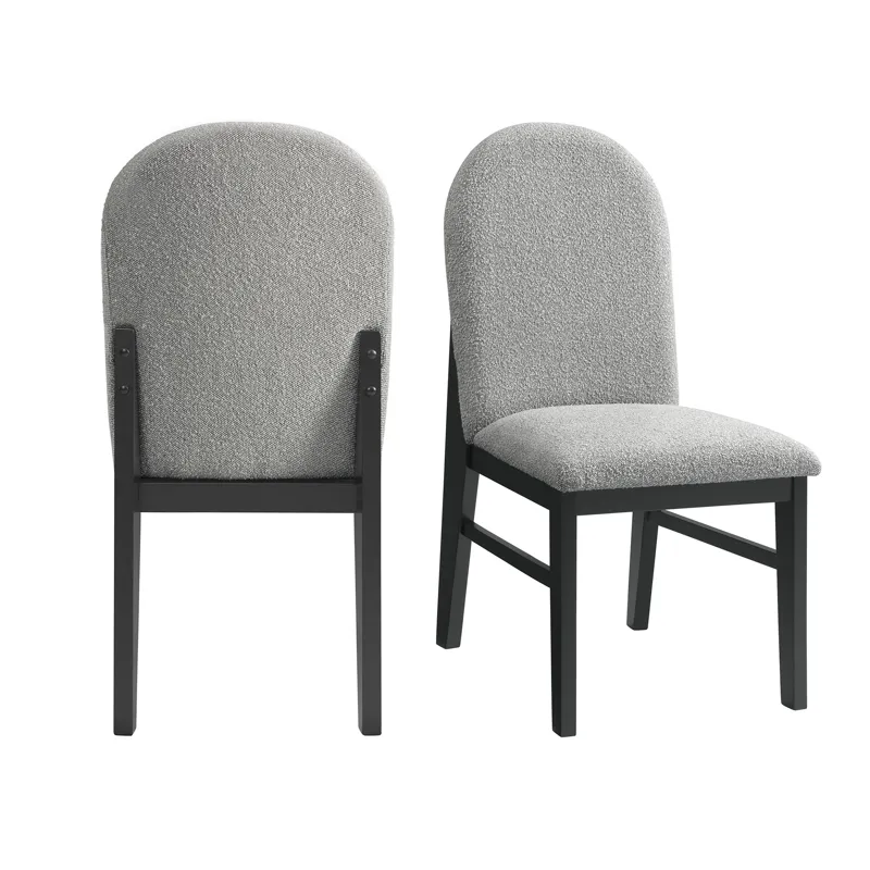 Portland Round Back Side Chair with Grey Fabric (PGY1113-4) in Black (2 Per Carton)