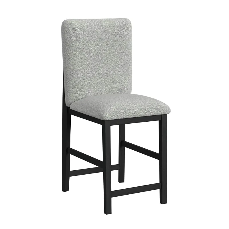 Portland Square Back Barstool with Grey Fabric in Black