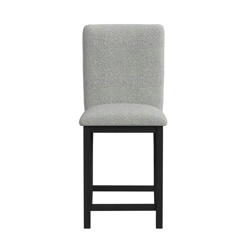 Portland Square Back Barstool with Grey Fabric in Black