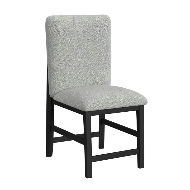 Portland Square Back Counter Stool with Grey Fabric in Black
