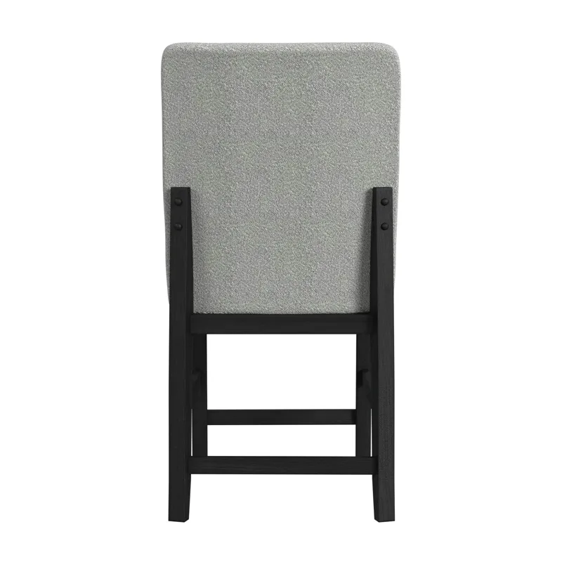 Portland Square Back Counter Stool with Grey Fabric in Black