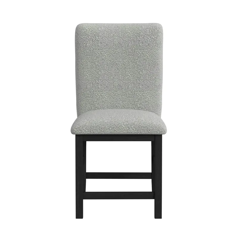 Portland Square Back Counter Stool with Grey Fabric in Black
