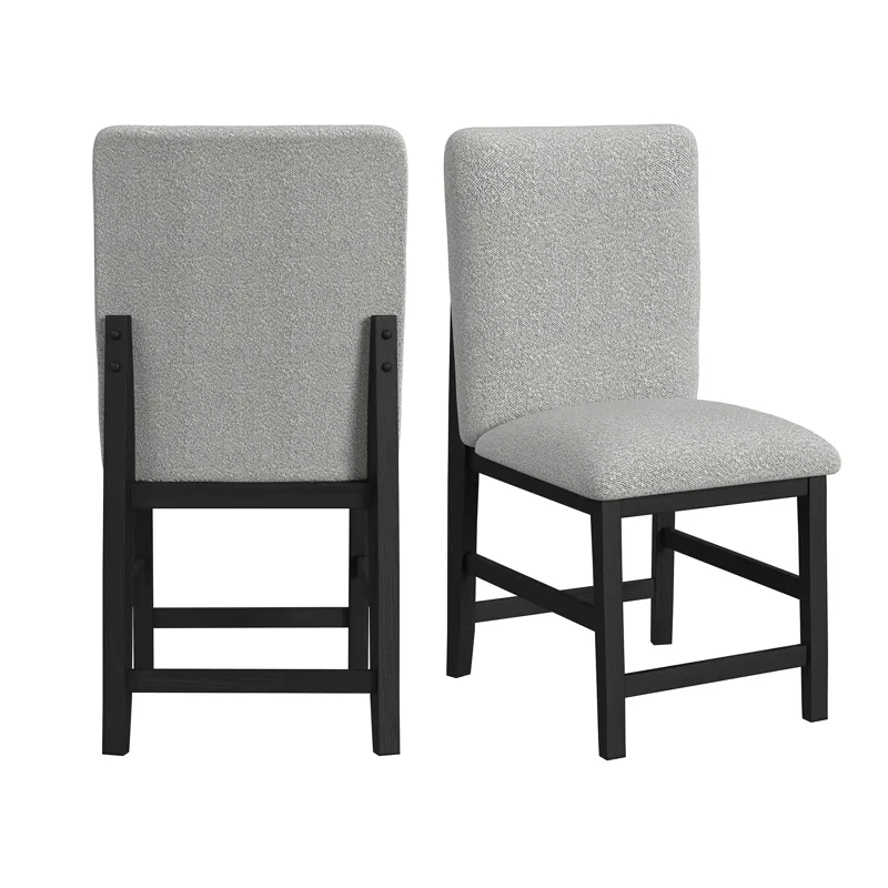 Portland Square Back Counter Stool with Grey Fabric in Black