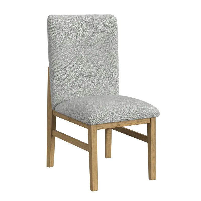 Portland Square Back Dining Side Chair with Grey Fabric in Natural (2 Per Carton)