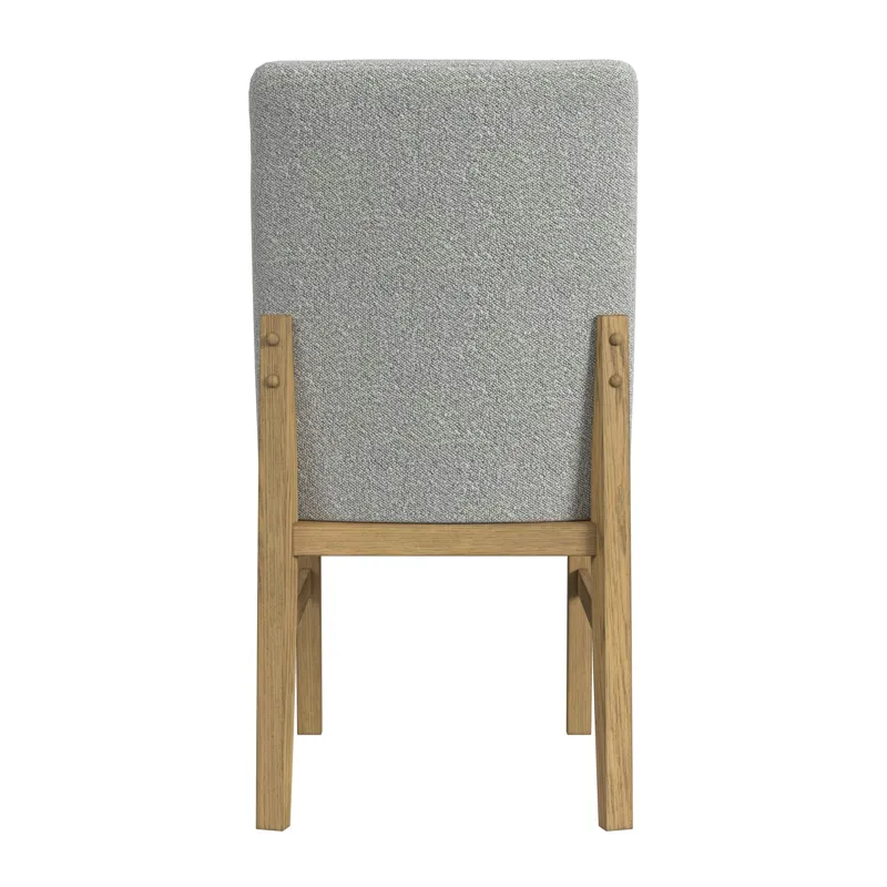 Portland Square Back Dining Side Chair with Grey Fabric in Natural (2 Per Carton)