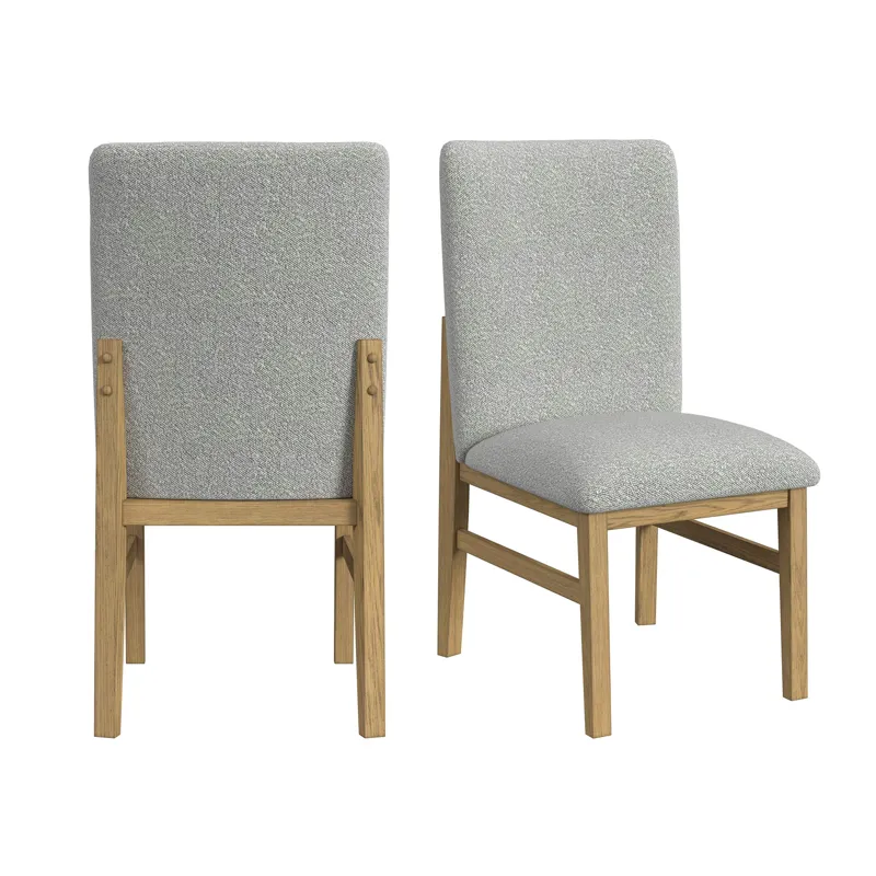 Portland Square Back Dining Side Chair with Grey Fabric in Natural (2 Per Carton)
