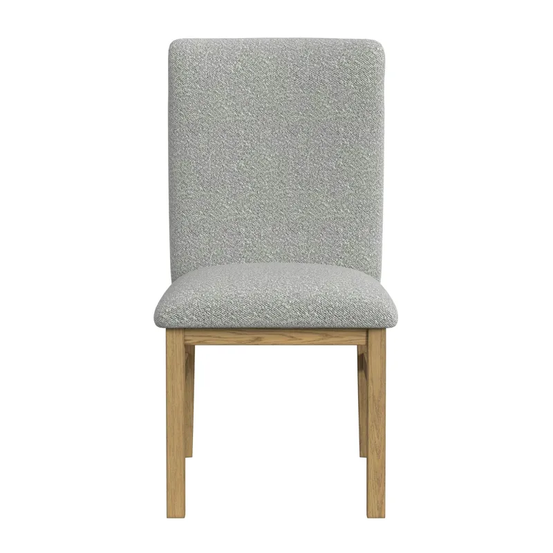 Portland Square Back Dining Side Chair with Grey Fabric in Natural (2 Per Carton)