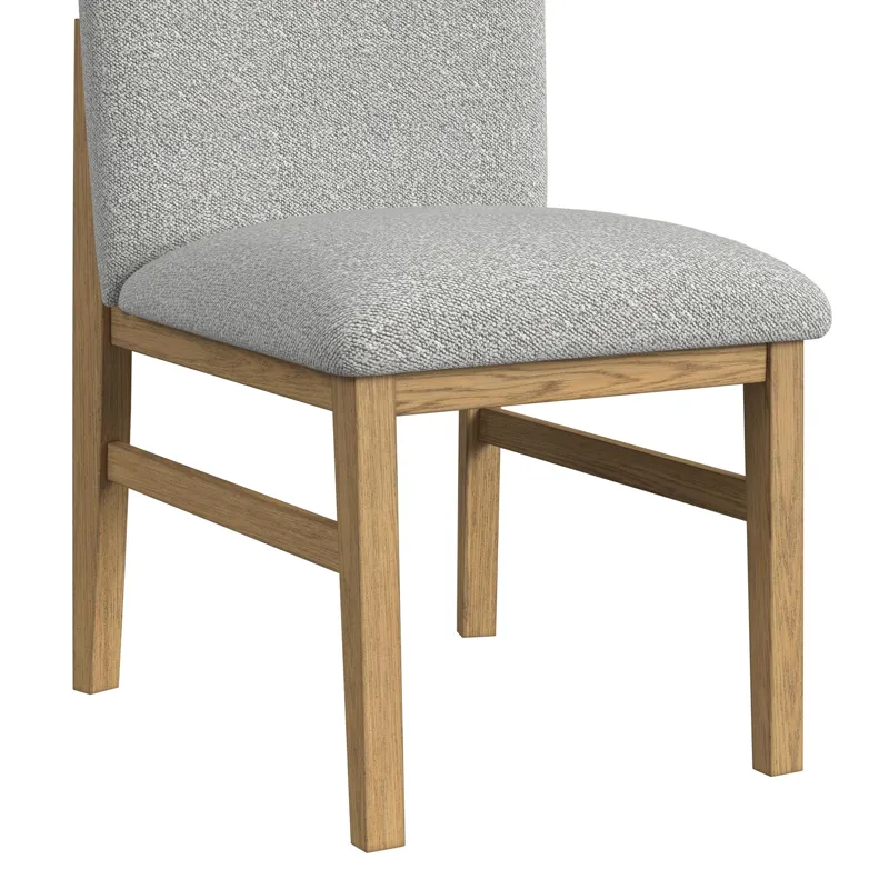Portland Square Back Dining Side Chair with Grey Fabric in Natural (2 Per Carton)