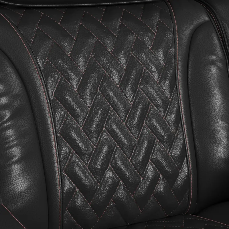 Prime Time P3 Recliner with LED and wireless charger pocket in Jett Black with Red Stitching