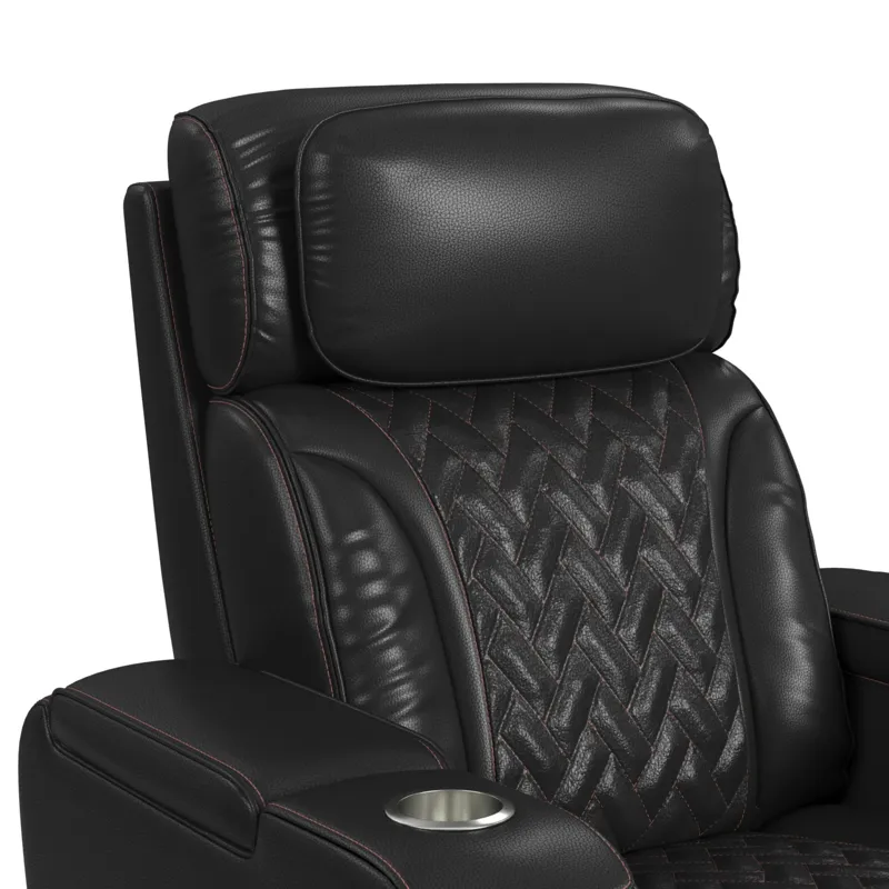 Prime Time P3 Recliner with LED and wireless charger pocket in Jett Black with Red Stitching
