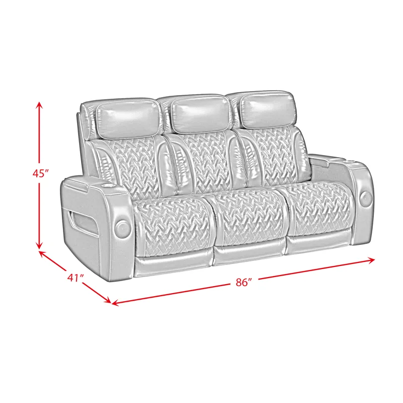 Prime Time P3 Sofa with I Table, reading light, heat, massage, LED, and speaker in Jett Black with R