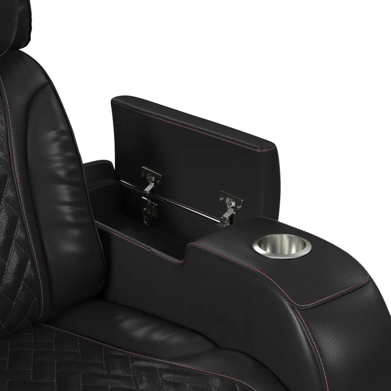 Prime Time P3 Sofa with I Table, reading light, heat, massage, LED, and speaker in Jett Black with R